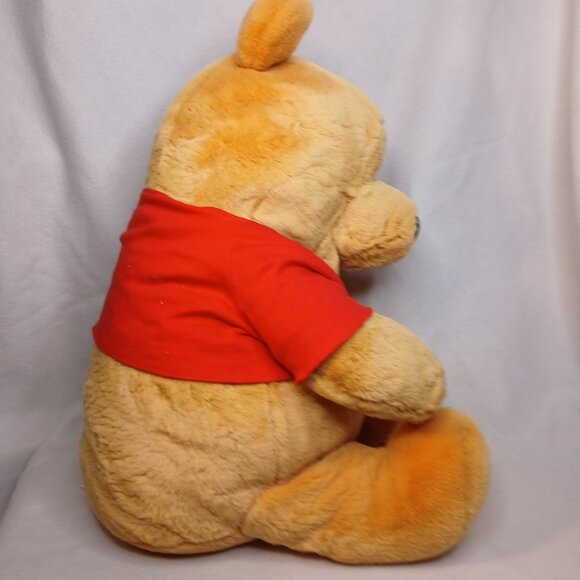 Large Disney Pooh Red Tshirt Plush Stuffed Animal 24" Preowned 19" Sitting - Picture 5 of 8